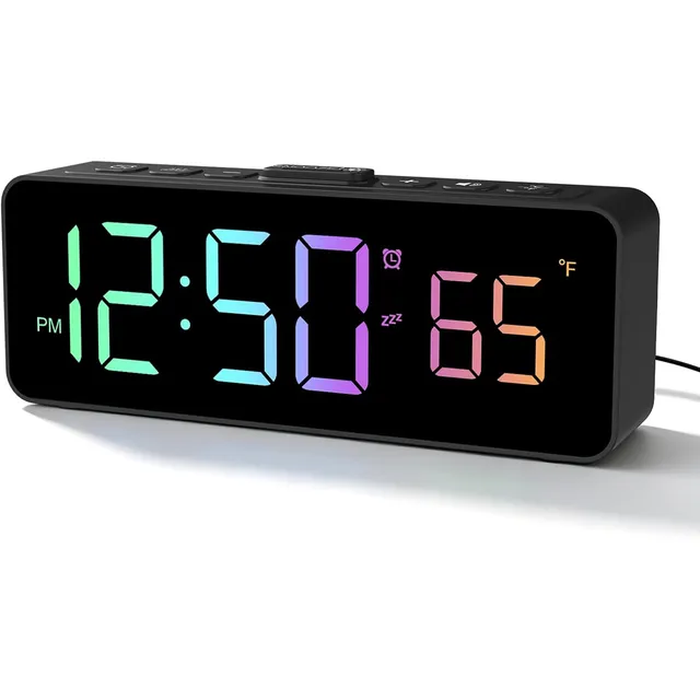 Netzu Compact Clock with Temperature – Black, RGB digits