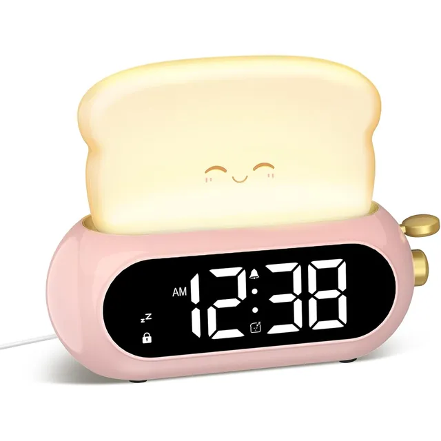 Netzu Toast Kids Alarm Clock with Night Light – Pink