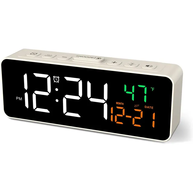 Netzu Small Clock with Date & Temperature – Cream