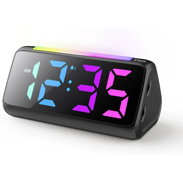Netzu RGB-wekker met nachtlampje – Zwart