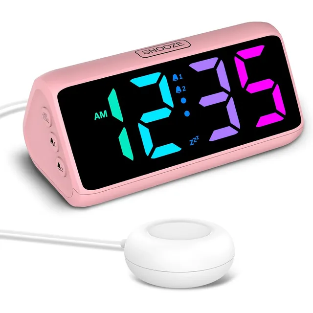 Netzu Vibrating Alarm Clock with Bed Shaker – Pink