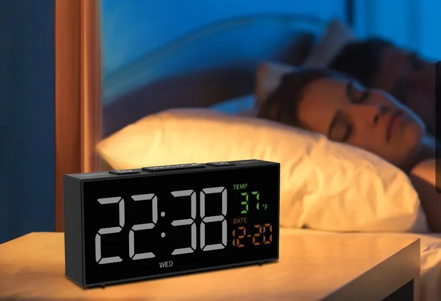 Netzu Large Clock with Date, Weekday & Temperature